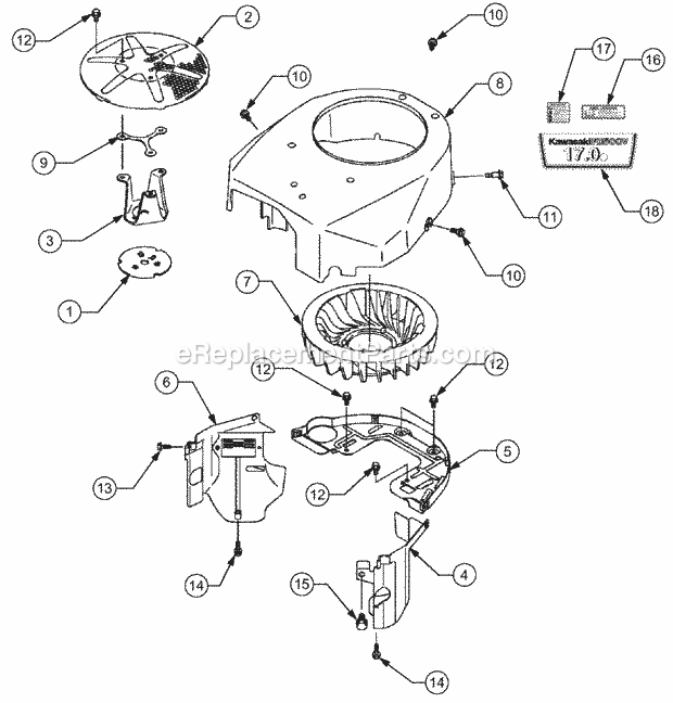 Cooling Diagram and Parts List for 1527 13A-241G100 Cub Cadet Lawn Tractor